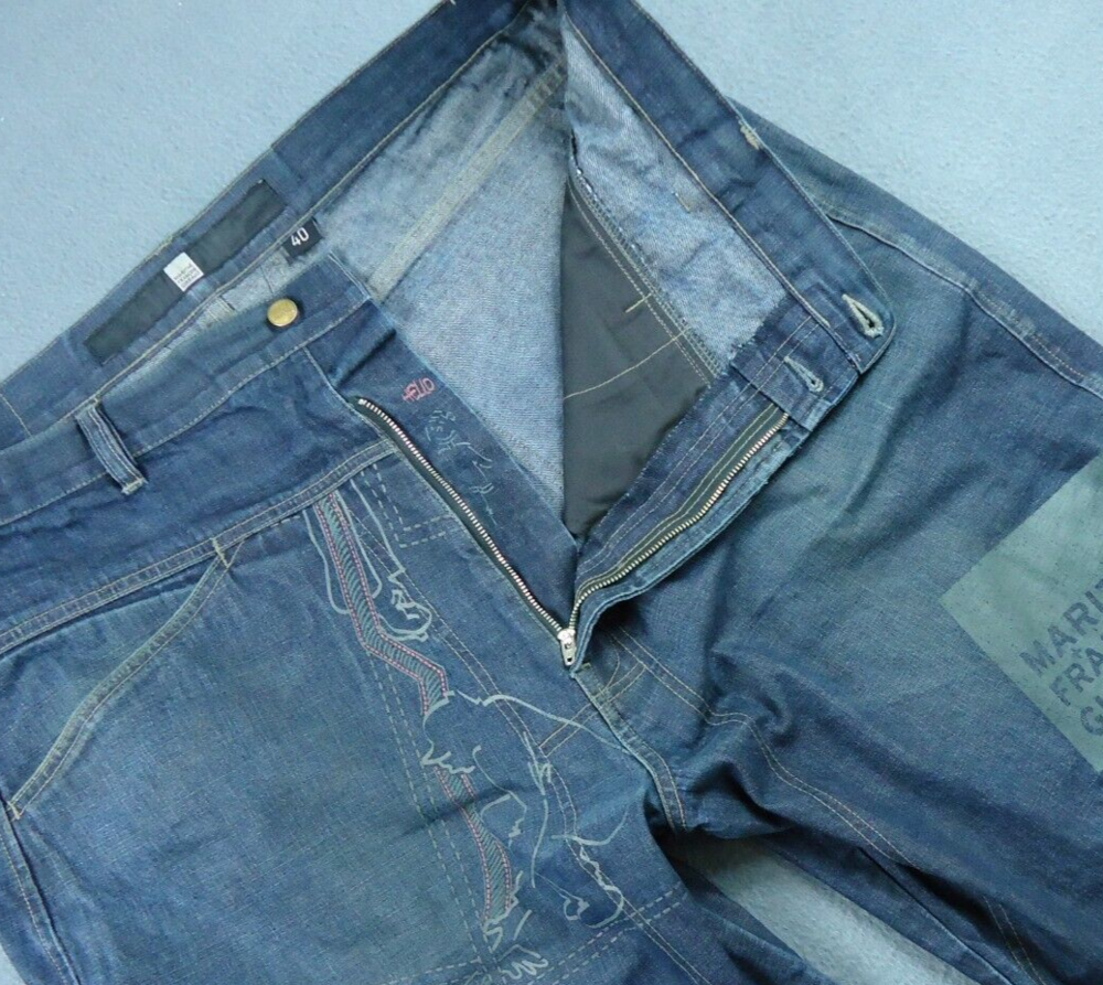 Rare Marithe Francois Girbaud INSIDE Jeans Men 40 Baggy Loose Graphic Prt Vtg90s